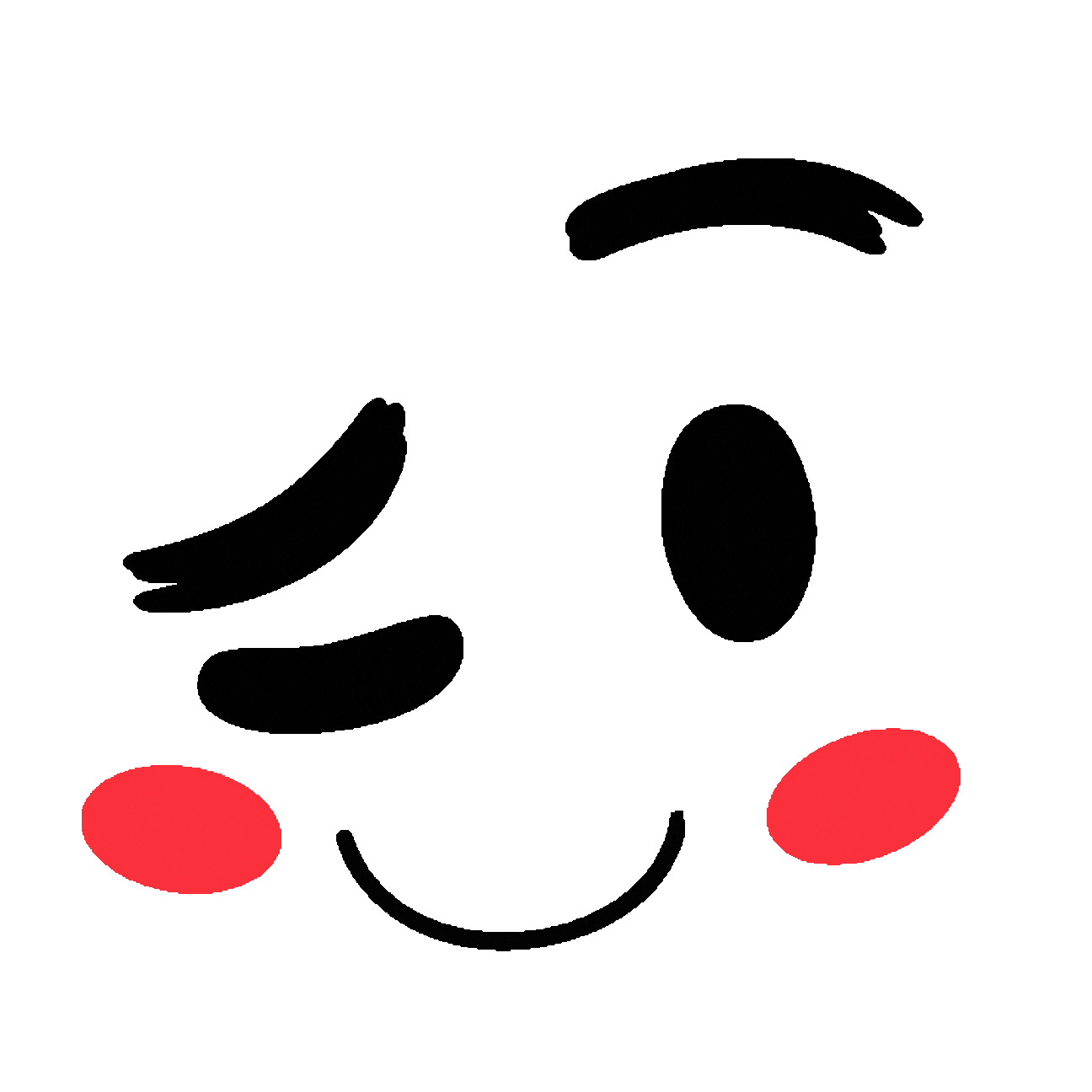 A winking gif with smile .